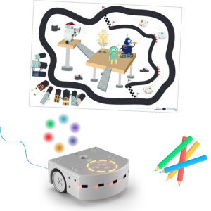 Illustrations des supports pour l'activité découverte des émotions de Thymio et utilisation d'un algorithme pour réaliser un dessin